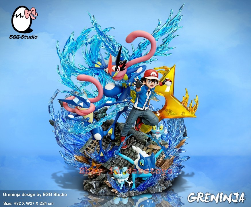 EGG STUDIO Ash Ketchum Greninja Family Resin Statue Model H12.6