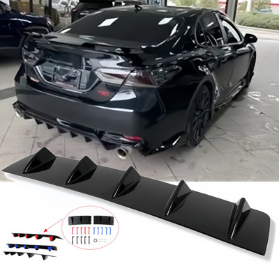 For Toyota Camry Car Glossy Rear Bumper Diffuser Lip Splitter Body Shark 5 Fins