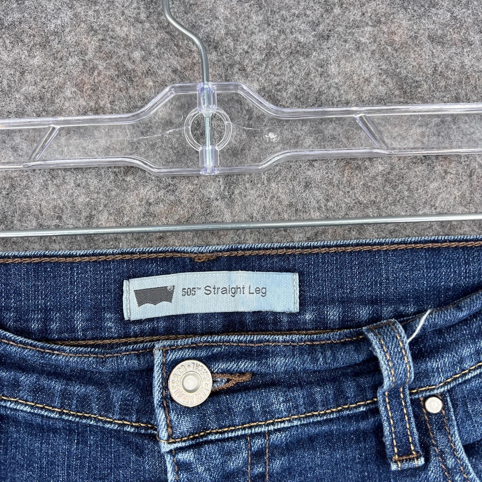 Levis 505 Jeans Womens 12L 31x34 Blue Denim Straight Leg Mid Rise Stretch - Image 3 of 4