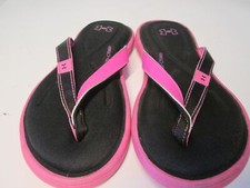 Under Armour Youth Girls Size 1 Flip Flop Black/Pink Logo Print Comfort Casual