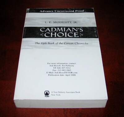 Cadmian s Choice   L.E. Modesitt Jr. | Advance 1st Edition ARC Proof | Rare