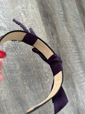 New Handmade Designer Fascinator Headband Purple Ribbon Bow  display picture 1