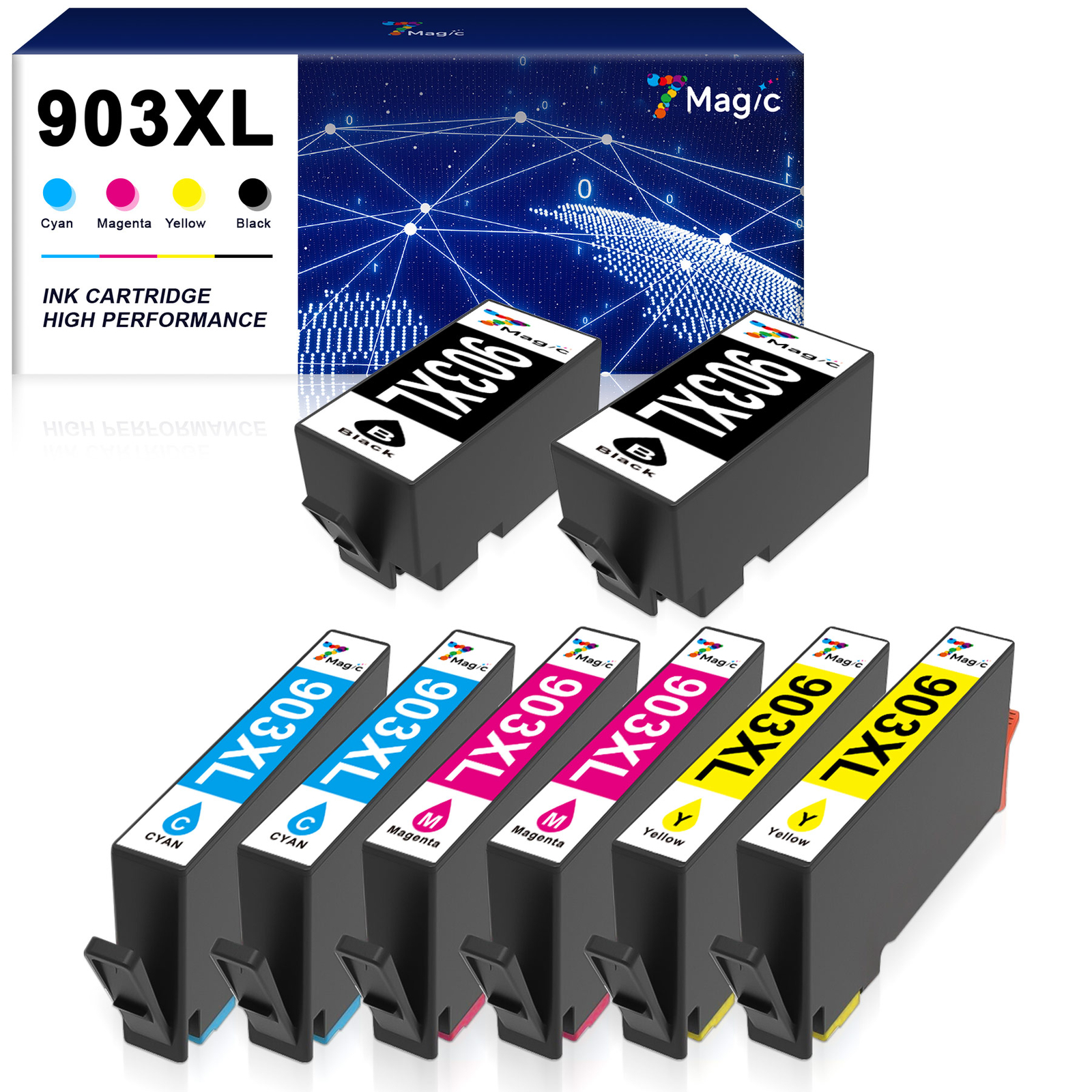 NMJETPRINT 903XL Tintenpatronen – Kompatibel Mit HP Druckern, 4er-Pack Farbe