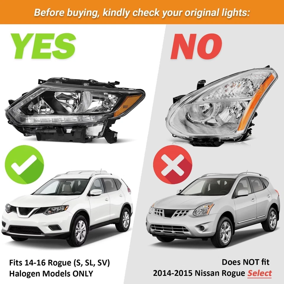 PARA NISSAN ROGUE 14-16 CARCASA NEGRA TRANSPARENTE ESQUINA LED DRL FAROS FAROS FAROS Foto 4 de 4