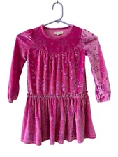 Girls Size 4 Tucker + Tate Pink Velour Leopard Print Sparkly Dress