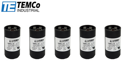 TEMCo 189-227 uf/MFD 110-125 VAC volts Round Start Capacitor 50/60 Hz -Lot-5