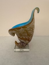 Conch Shell - Art Glass - Murano Style on Acrylic Base - 8.5" Tall