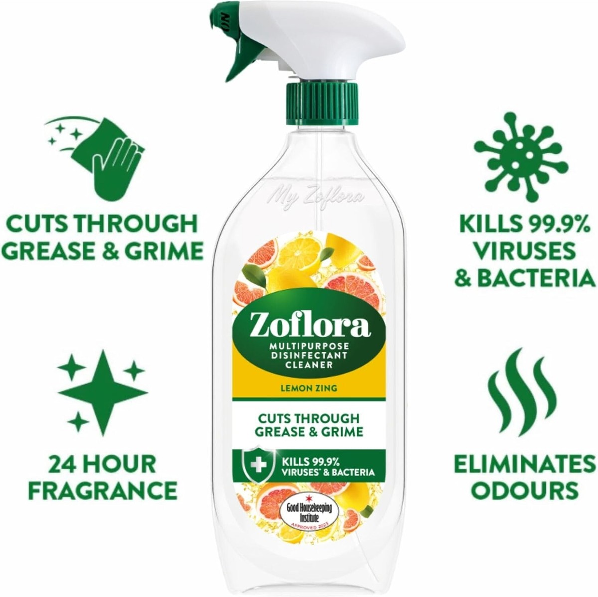 Zoflora Lemon Zing Multi-Purpose Disinfectant Antibacterial Cleaner 800ml UK