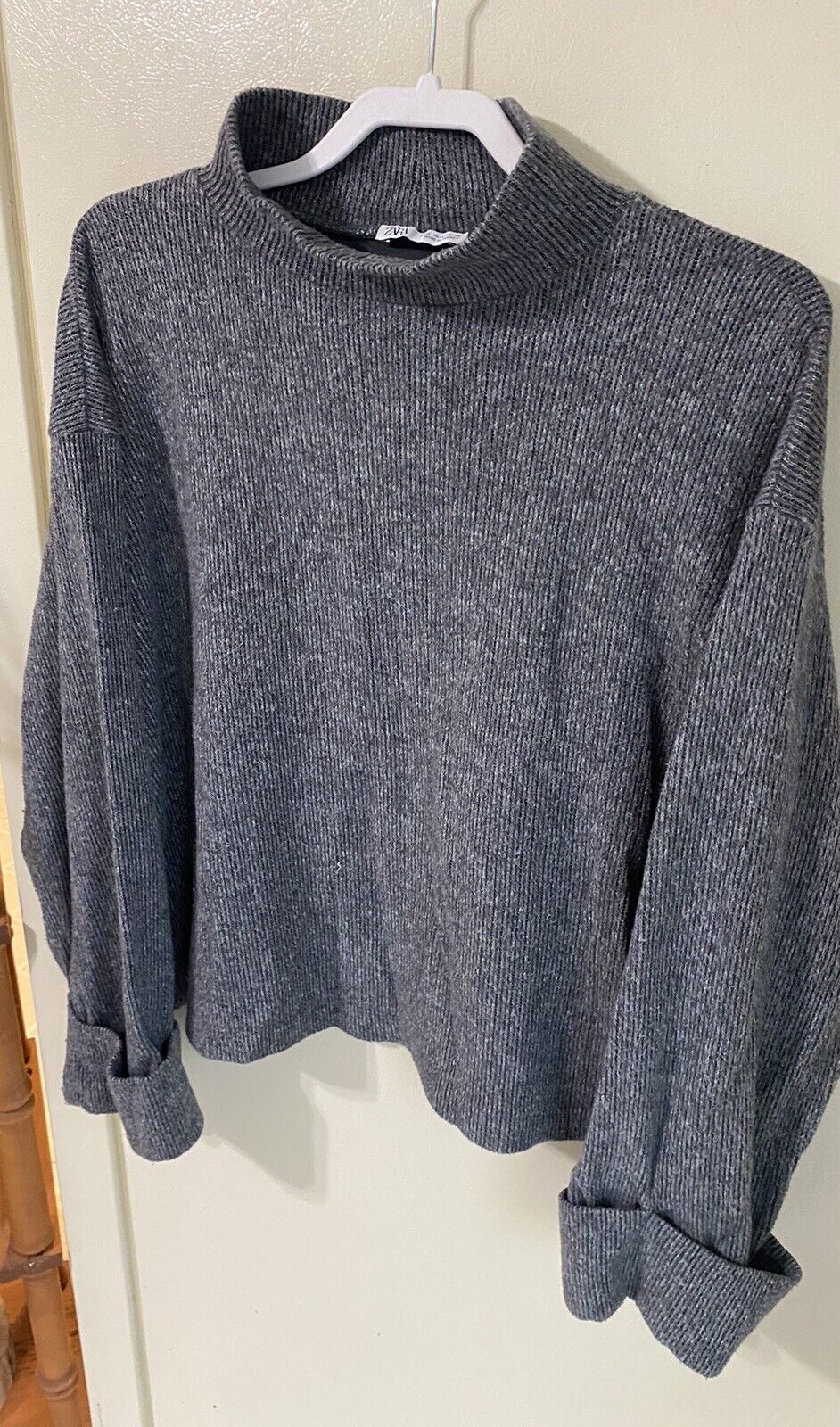 Zara Women's Boxy Cropped Mock Neck Sweater Size … - image 6