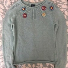 GAP Kids NWOT Blue Floral Knitted Cardigan Size M