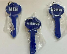 Key Shaped Restroom Key Ring Tag Men Women Unisex Universal Bathroom Keychain 