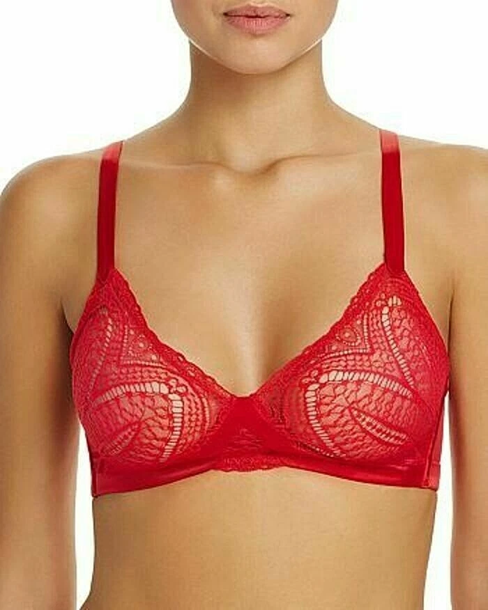 Calvin Klein Ck Black Audacious Unlined Lace Bralette XS Red Free 2-3 Day  Ship