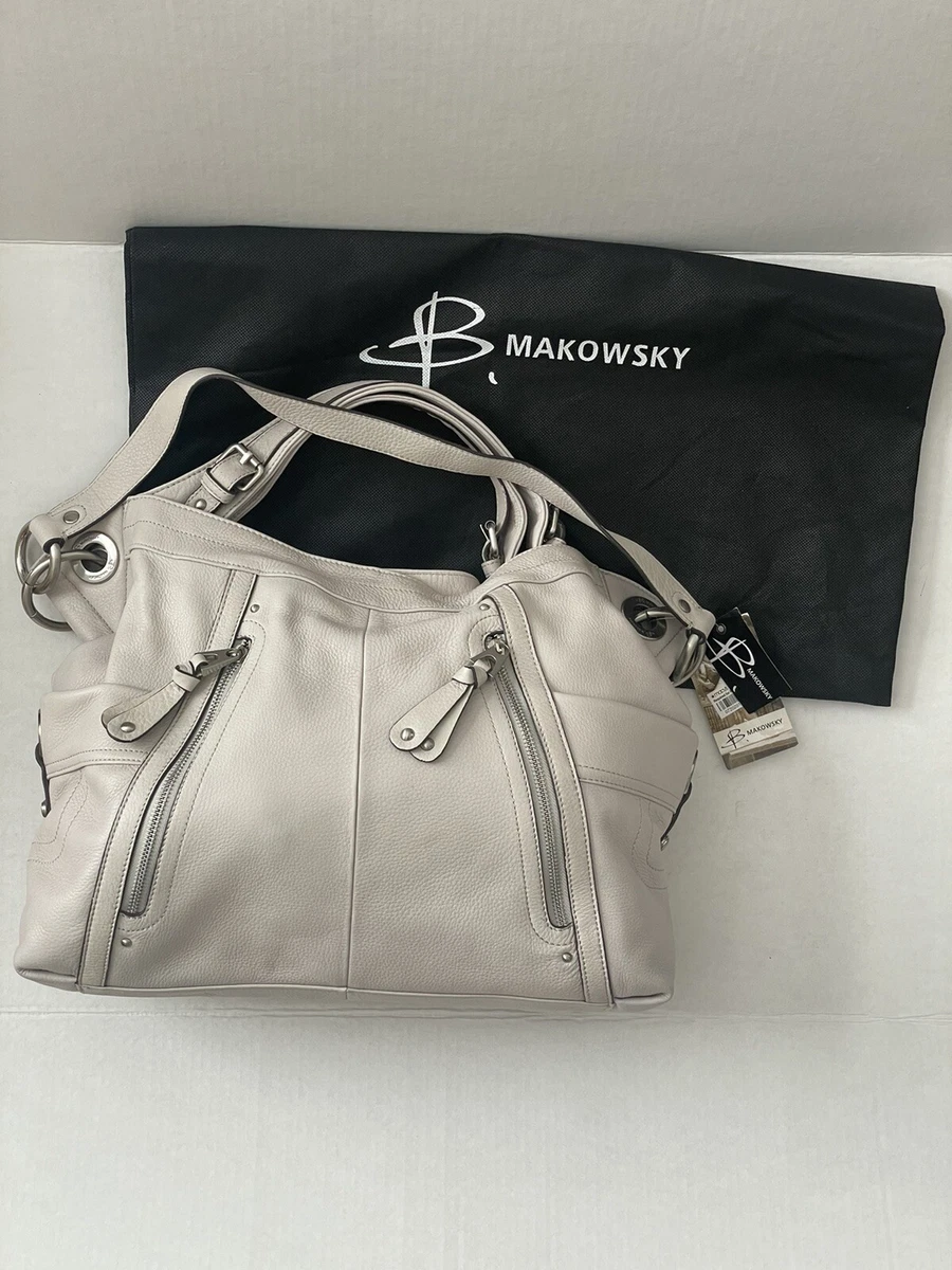 B Makowsky handbag BM7310 Jakarta N S Shopper Slate color