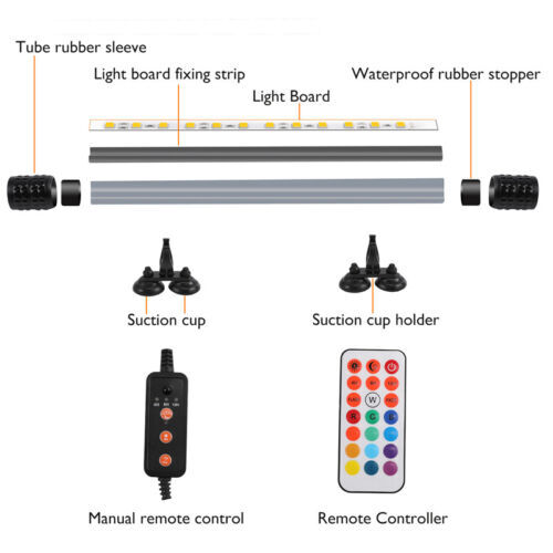 Underwater Aquarium LED Light Fish Tank RGB Submersible Lamp + Remote - Picture 5 of 10