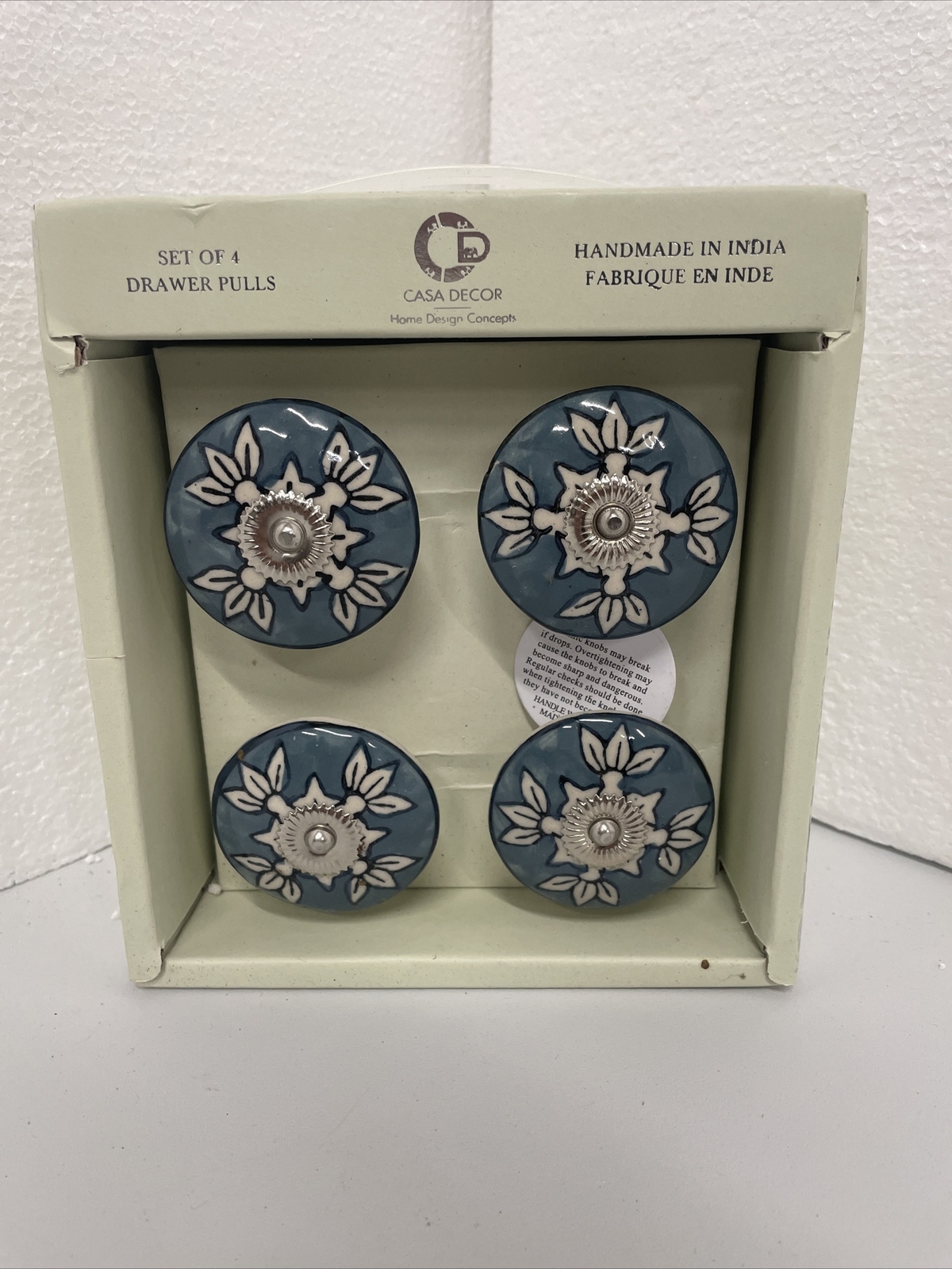 Casa Decor Ceramic DRAWER PULL KNOBS CABINET PULLS Handmade India NEW