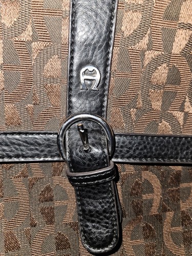 ETIENNE AIGNER Saddle Bag Purse Satchel Handbag Shoulder Black & Brown pre-owned - Picture 2 of 3