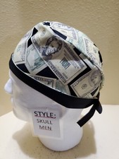 Money, Money Men's Skull/Chemo Surgical Scrub Hat/Cap Handmade