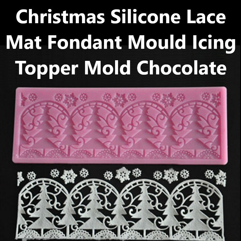 Christmas Silicone Lace Mat Fondant Mould Icing Topper Mold Chocolate