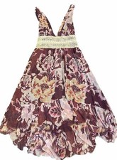 Free People Floral Lace Dress Women’s 4 Purple Boho Sleeveless Summer Midi