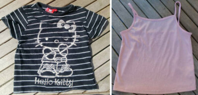 Mädchen T-Shirt & Sommer-Top, SANRIO Hello Kitty & YOUNG DIMENSION, beide Gr.122
