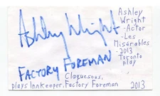Ashley Wright Signed 3x5 Index Card Autographed Actor Murdoch Mysteries Degrassi