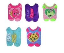 NEW 5 Pair of Shopkins Girl's No Show Socks Size 7-9