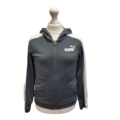 Puma Sport Trainingsjacke Kapuze grau durchgehender Reißverschluss Jungen Alter 7-8 Jahre ZZ945