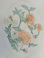 Needlepoint Canvas Flowers Floral Picture Rose Daisy Stitch Sew Needlework Craft