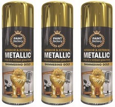3 x 400ml METALLIC GOLD Spray Paint Aerosol Gloss Wood Metal Plastic paint