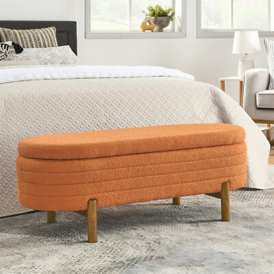 Footrest Storage Ottoman Bench End of Bed Bench Beige/Orange/Green/Black