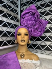 Luxury Asooke African light purple auto gele for women NEW