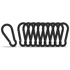 KINLINK 10 Pack Black Carabiner Clip, 1.57 inch Heavy Duty Spring Snap Hook,