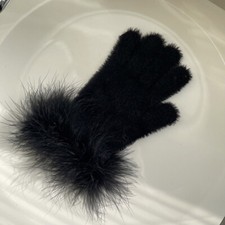 Lady Warm Faux Fur Plush Fluffy Wrist Gloves Full Finger Thermal Winter Gloves