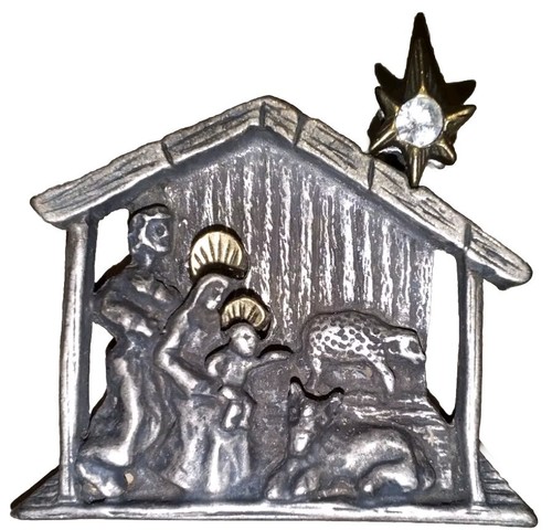 Spilla Spilla Presepe Tono Argento Medaglia Oro Rinestini Stella
