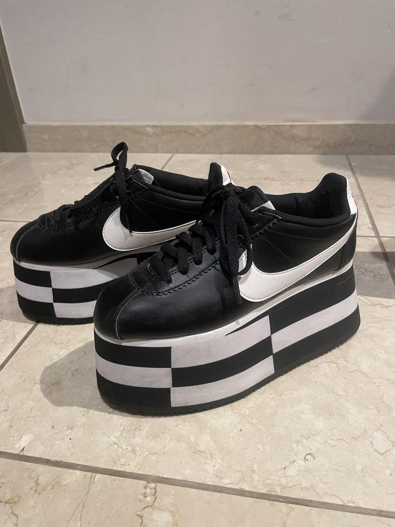 NIKE x COMME des GARCONS Cortez Platform Check Black White NIKE x COMME des GARCONS Cortez Platform Check Black White