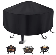 Fire Pit Cover Round 22-34 in Waterproof Outdoor Patio Dustproof Anti UV & Tear