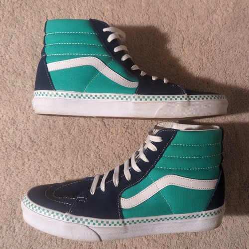 VANS Ward Hi High-Top Sneakers Blue/Teal Checker Board Mens Size US 10 - no box