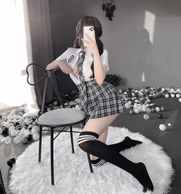 Women Sexy Lingerie Temptation Student Role Play Uniform School Girl Cosplay Set