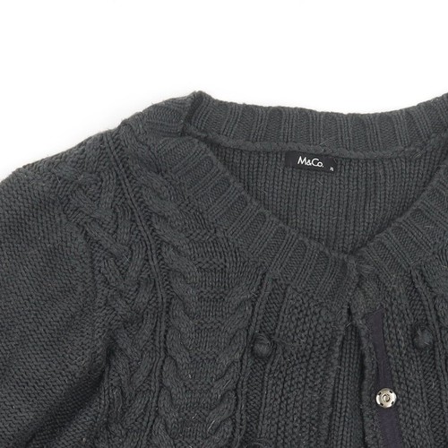 M&Co Womens Grey Crew Neck Acrylic Blend Cardigan Size XL - Picture 4 of 12