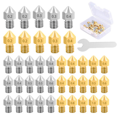 40Pcs MK8 Extruder Nozzle Kit For KP3S CR-10 Ender 5 Ender 3 V2 Anet A8 Prusa i3