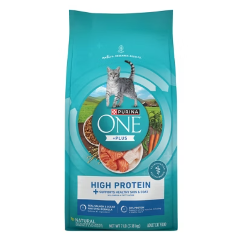 Purina ONE High Protein Salmon Fish Flavor Dry Cat Food 7lb Bag