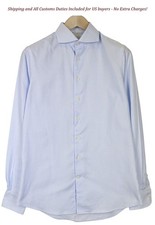 Suitsupply Men's Formal Shirt 39/15 1/2 Extra Slim Blue Cotton Striped Shirt