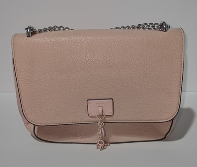 DKNY Pink Pebbled Leather Chain Crossbody Shoulder Bag   Logo Charm   Preowned