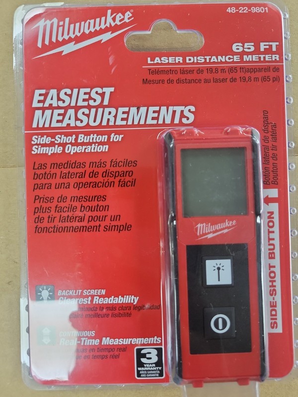 MILWAUKEE 65' BackLit Laser Distance Measure! NEW! SEALED!