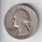 1942-S WASHINGTON QUARTER 25¢ SAN FRANCISCO MINT 90% SILVER COIN UNITED STATES