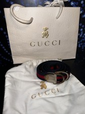Vintage Gucci  Baby  Web Belt   Navy/Red/Silver  Size 28   Italian Made