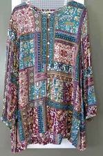 J Jill Womens Tunic Top Lagenlook Goblincore Feminine Blouse Artsy 2X/3X?? Plus
