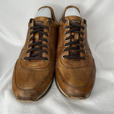 Magnanni Pueblo Men's Cognac Calfskin Perforated Leather Dress