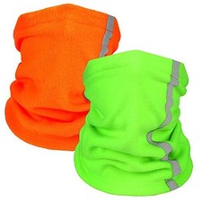 2 Pieces Fleece Neck Gaiter Visibility Reflective Safety Neck Green, Orange