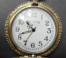 Invicta 47mm Equinox Pocket Watch Quartz Bronze Tone w/Chain Vintage Look 49006